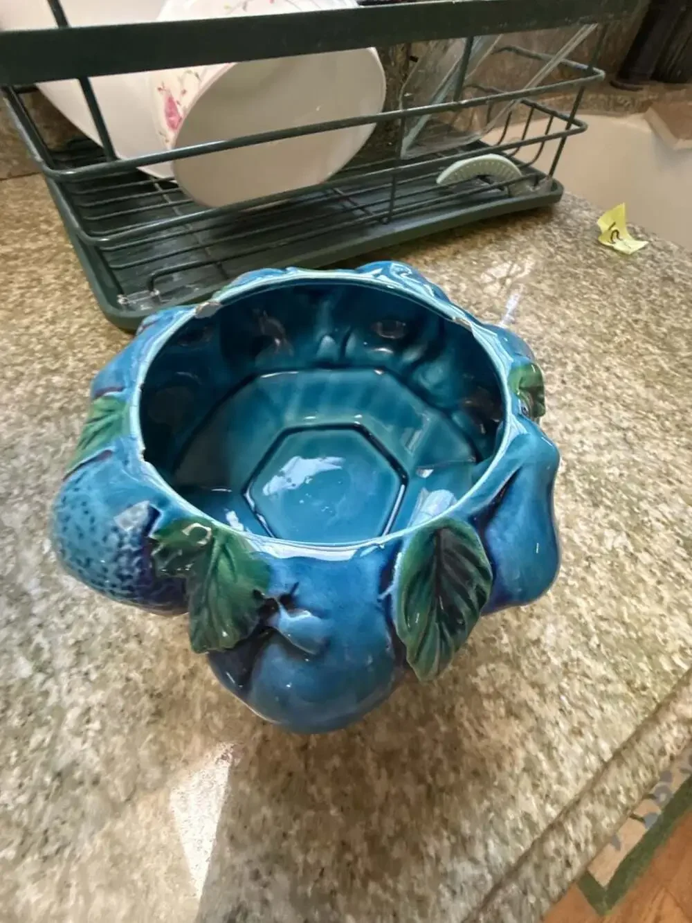 Vintage Inarco Mood Indigo Blue Fruit Cookie Jar Canister E-2375